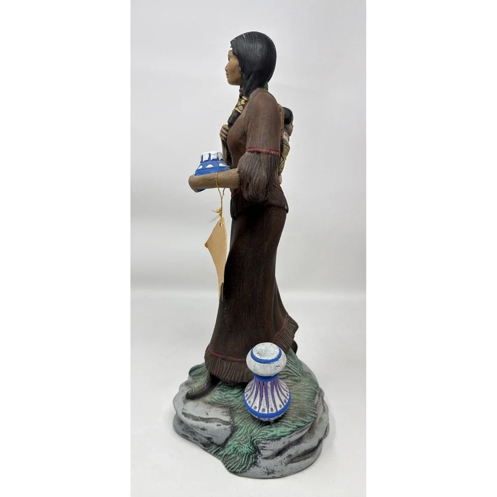 Vintage Handcrafted Native American Woman Figurine Ceramic Rance Teel's Creation